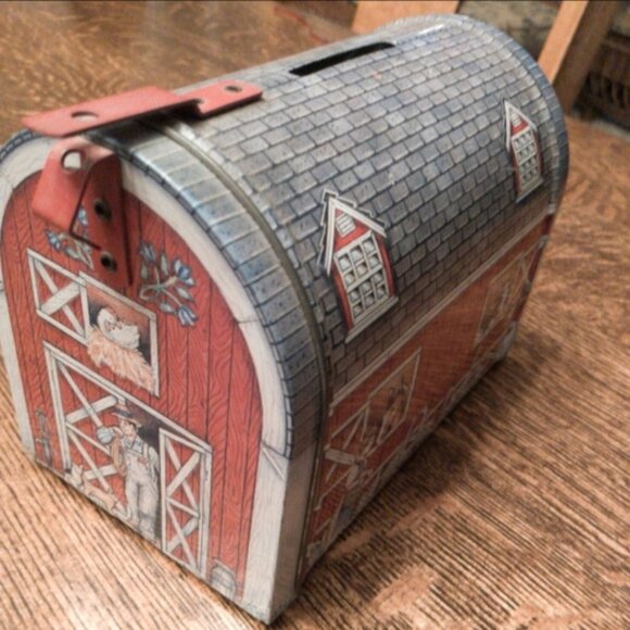 None Other - Vintage Tin Barn Bank.